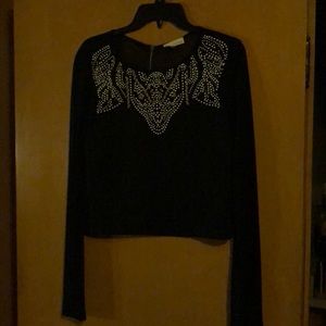 Sheer black detail crop top